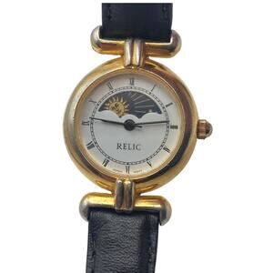 VTG Relic Fossil Moon phase Women's Watch 24mm -Fresh Battery Adjustable Leather